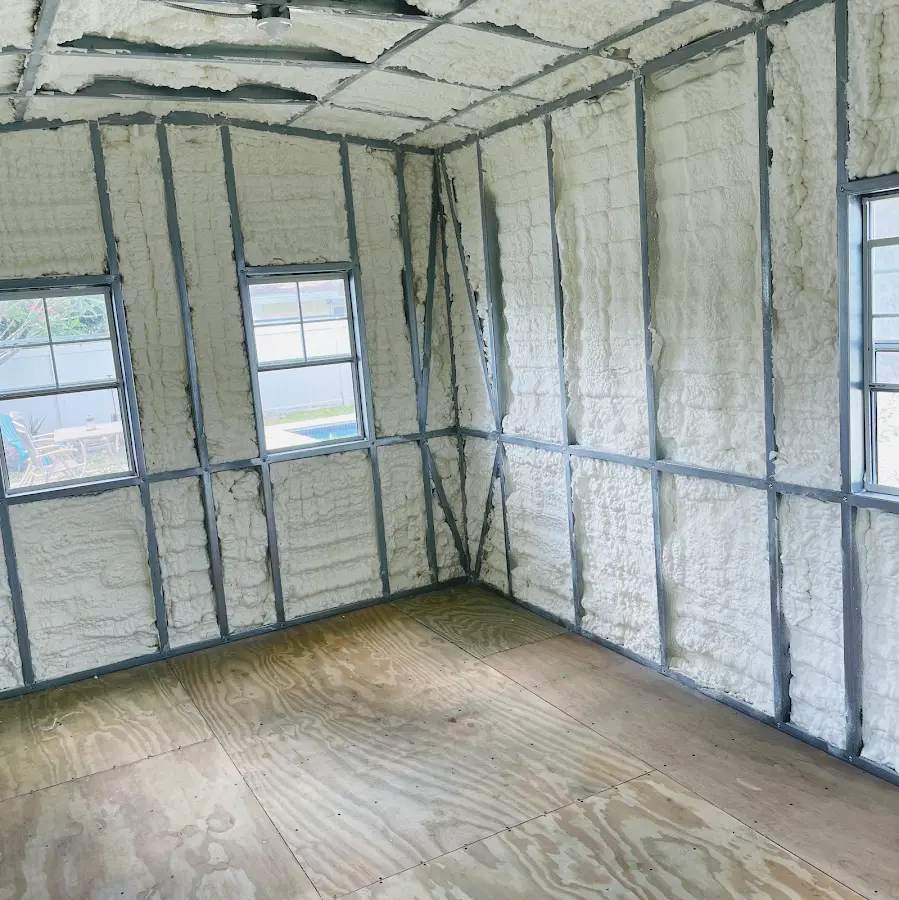 Closed-cell spray foam insulation applied to wall cavities in a residential project in El Monte