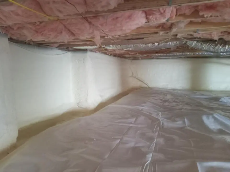 Crawl space encapsulation with closed-cell spray foam for Commercial Roof Restoration in El Monte